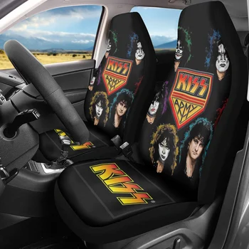 INSTANTARTS Kiss Band Аниме Дизайн Универсални калъфи за столчета за автомобил Удобна защита на предната седалка на колата Дишаща възглавница