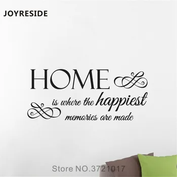 JOYRESIDE Home - това е мястото, където цитат на Стикери за стена Винил Семейство Деца, Хол, Детска стая и интериорен Дизайн на Художествена живопис A1480