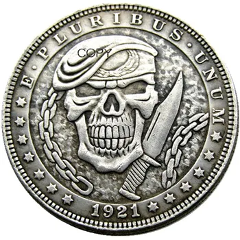 Американски Скитник 1921 Година Морган Долар Череп Зомби Скелет със сребърно покритие копия на монети # 78
