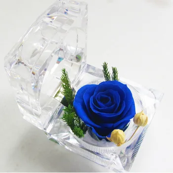 Вечните цветя, Подарък за Свети Валентин за приятелката си една Червена роза Акрилна опаковка Кутия за пръстените