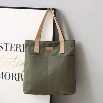 Дамски холщовая чанта-тоут, однотонная дизайнерски дамски ежедневни чанта, чанта през рамо, памучен множество плажната чанта за пазаруване с голям капацитет
