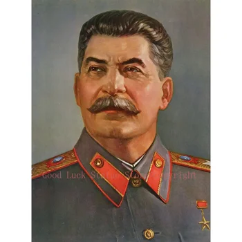 живопис на едро # TOP art добро качество -СЪВЕТСКА живопис с маслени бои от времената на Втората световна война-Русия, портрет на Йосиф Сталин, художествена живопис върху платно