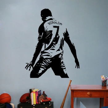 Кристиано Роналдо, Vinyl стикер на стената, футболен спортист, Роналдо, Стикери за стена, Арт рисувана за украса на стаите в Kis /всекидневна