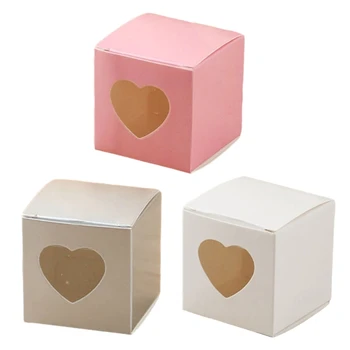 Подаръчни кутии за бонбони Коледен подарък кутия с прозорец във формата на сърце, идеален за демонстрации подарък кутии с вкусни лакомства