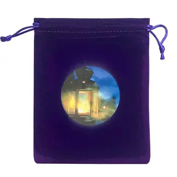 Преносим торбичка за бижута от съвсем малък, държач за карти Таро, лилаво кадифе чанта от съвсем малък, чанта за съхранение на кости за карти Таро, 12x15 см