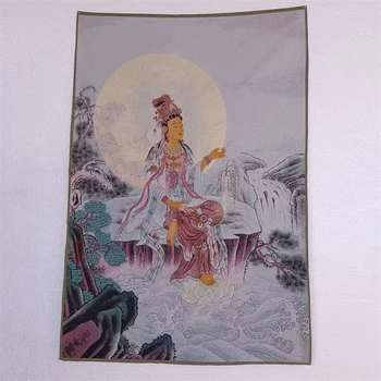 Религиозната Тханка, парчовая бродерия, Гуаньинь Бодхисатва, изискана декорация на дома, подходяща украса