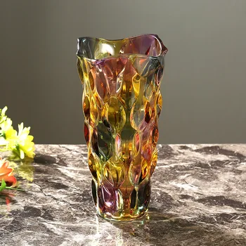 Скандинавска модерна договореност стъклена ваза свежи цветя, сухи цветя и хидропонно декорация на дома, декорация на всекидневна