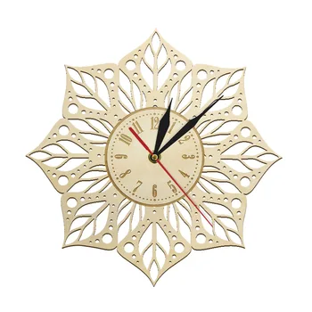 Стенен часовник с надпис Мандала йога, Дървени Сакралната Геометрия, екологично Чист Натурален Декоративен подарък за хола за годишнина от сватбата 