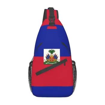 Стръмен Прашка-раница с флага Хаити през рамо, мъжки нагрудная чанта за туризъм