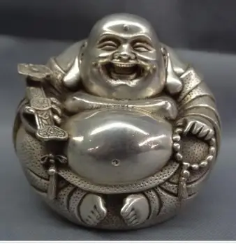 украса на медно-сребърен фабрика на Китайското Сребро Будизма RuYi Щастлив вижте Буда Майтрейя Топчета Латунная Статуя Fo