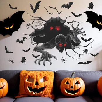 Хелоуин Ужасен призрак стикери за стена Стикер за Хелоуин духове къща Подвижна начало декор на 3D стикер за декорация Хелоуин