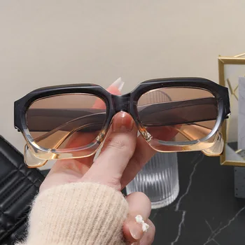 SO & EI Ретро Полигональные квадратни Дамски слънчеви очила Модерен нюанси UV400 Градиентные Мъжки Слънчеви очила