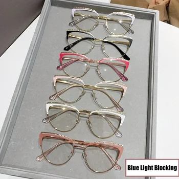 Оптични очила в метални рамки, реколта свръхлеки компютърни очила, луксозни прозрачни очила 