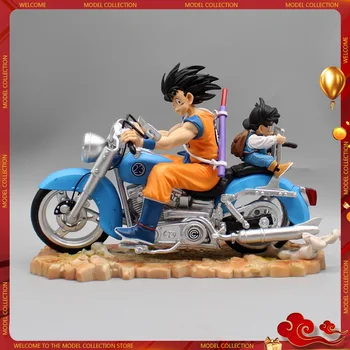 14 см Dragon Ball Фигурка на Героя Gk Мотоциклет son Goku И Сън Gohan Фигурка PVC Товарни Моторни Колекция на Отца И Сина Модел Играчки
