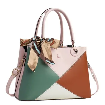 2023, Нови дамски чанти в стил мозайка, чантата е от изкуствена кожа с дръжка-блок, чанти-тоут, модерна чанта през рамо с отстрочкой голям капацитет