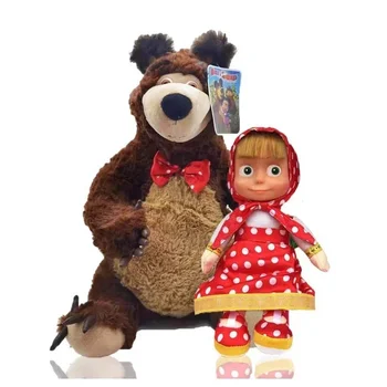 Горещи продажба анимационни детски играчки Маша и Мечката с музикални фигурки, Сладки кукли-принцеси, Сестри, Детски Коледен подарък