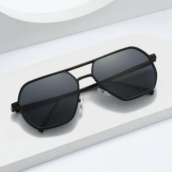 Двухлучевые очила Квадратни метални слънчеви очила Polygon Ретро Премиум-класа за мъже и жени