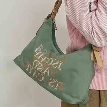 Ежедневни Универсална Нова чанта 2023 година на издаване, холщовые чанта през рамо с писмото принтом, луксозно обзаведен с висококачествена чанта с голям капацитет