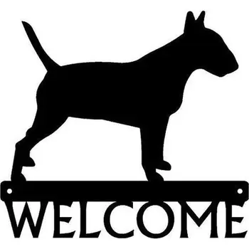 Знак на поздрав кучета бик от ковано желязо, метални орнаменти, декорация