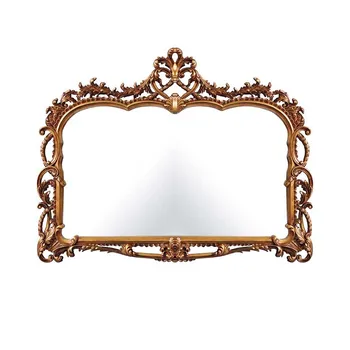 Квадратно огледало в банята в стил ретро, Огледало в банята, Резное огледало с ръба на масата, Декоративно огледало на фона на дивана