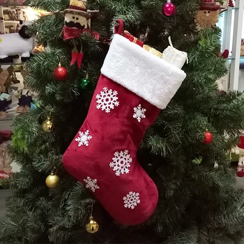 Коледни чорапи, Подарък чорап с снежинками, опаковка на шоколади, Коледна украса Noel, Подарък за деца, Украси за Коледната елха, Стоки за дома и партита.