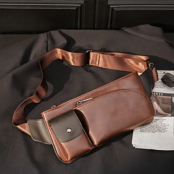 Мъжки чанти на нагрудном колана си в ретро стил Marta, поясная чанта с множество джобове, малка чанта през рамо от изкуствена кожа, мъжки ежедневни чанта през рамо