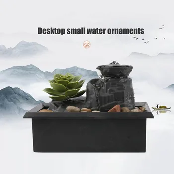 Настолен фонтан с led подсветка, малък USB-водопад, украса на фонтана, интериора на офиса, дома на стаята, украса на градината на открито