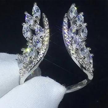 Нови творчески пръстени с крила на Ангел за жени с ослепителен фианитами, луксозни сватбени и годежни пръстени, откриващи модни бижута