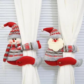 Обтегач за завеса на прозореца, Нова Коледна украса, Мультяшная кукла, держащая ключалката, Снежен човек, Дядо Коледа, Чл завеса Дома