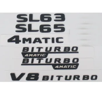Плосък Черен Мат Багажника Букви Икони, Емблеми на Стикер за Mercedes Benz SL55 SL63 SL65 V8 BITURBO 4MATIC AMG