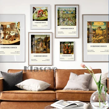 Ретро-плакат от епохата на Възраждането Иеронима Bosch, готически стенни щампи, Изложба, музей, платно, живопис, Начало декор, Подарък за нов дом