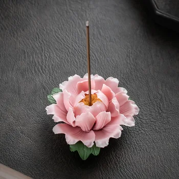 Творчеството На Lotus Малка Кадилница За Тамян Керамична Кадилница С Бял Lotus Декорация На Дома, На Притежателя Ароматна Ароматни Пръчици Дифузер