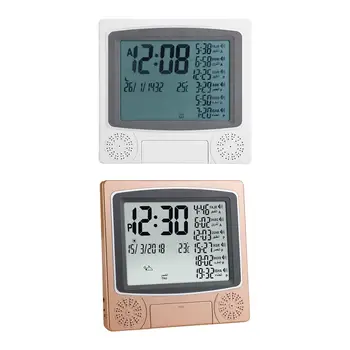 Часове за молитва Азан, цифрови стенен часовник с дата и температура
