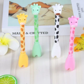 0,5 мм Черни сменяеми дръжки за подпис Креативна мультяшная гел писалка с хубав жирафа, канцеларски материали, ученически пособия за детски подарък