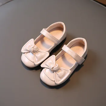 1-6 2022 Пролетно детски кожени обувки на принцеса за момиченца, модни детски обувки на равна подметка за момичета, обувки за рокля с пеперуда за деца