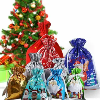 1 бр. Големи Коледни торбички за еднократна употреба, опаковани в шнурком, подаръчни пакети за партита, подарък чанта за съхранение на коледни сладки, Великобритания