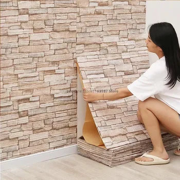 1 бр. самозалепващи водоустойчиви стикери за стена, 77 *70 см в ретро стил, тапети с 3D дизайн, поролоновая плочки за стени