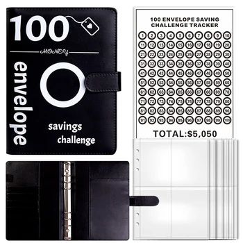 100 пликове за спестяване на пари, папка за спестяване на пари формат А5 С конвертами за пари в брой, за планиране и намаляване на разходите, трайно