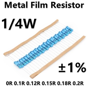 (100шт) 1/4 W Метален филмът резистор 1% пятицветный околовръстен точност резистор 0R 0.1 R 0.12 R 0.15 R 0.18 R 0.2 R