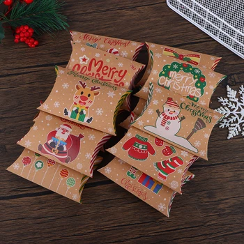10шт Коледна възглавница Кутии бонбони и Коледна украса за дома на Коледен подарък кутия за деца Коледни Коледни опаковъчни кутии