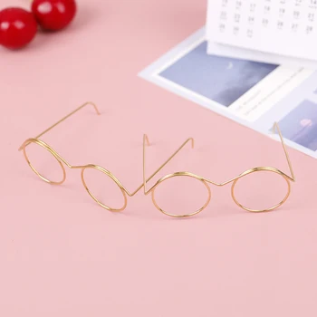 10шт Новите модни златни кръгли очила в рамки очила, без лещи за къща за кукли на декорация и аксесоари
