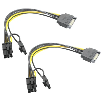 15-пинов SATA до 8-номера за контакт (6 + 2) кабел за захранване PCI-E Кабел SATA от 15-за контакт на до 8-контактна кабел Тел 18AWG за видеокартата (2 елемента)