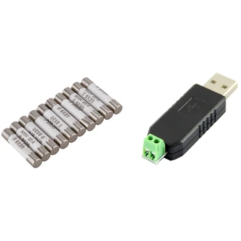 1X Адаптер преобразувател USB към RS485 485 и 10 броя керамични предпазители с размер 6 мм x 30 мм 20A 500