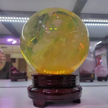1бр естествен кварцов кристал жълто пот топене на камък кристална топка, ръчно изработени декорация на всекидневна