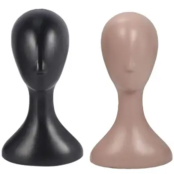 2 бр. Женска глава с висока пластмасова глава, перука, женски модел на главата - натурален и черно