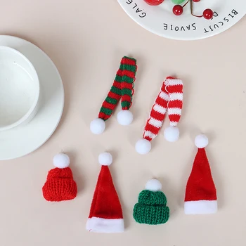2 елемента Коледен мини-шал, шапка, декор, стоп-моушън Облекло, Аксесоари, украса за Коледното парти