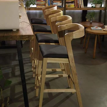 2022 Гореща разпродажба на Едро на поръчка Модерен бар стол с висока поставка от масив ясен, филтър седалка