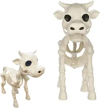 2023, Декорация във формата на Скелет на Крава на Хелоуин, Статуята на скелет на Крава, декор, декорации за животни, скулптура на открито, на закрито, Статуята на