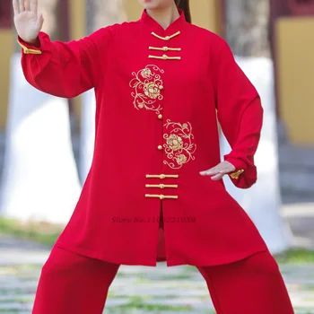 2024 китайската форма на тай-чи традиционната цветна бродерия облекло за практикуване на бойни изкуства костюм винчунь ретро форма на кунг-фу