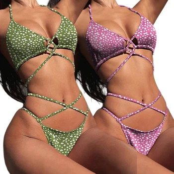 2024 Нов бански костюм-бикини с g-конците за жените, обикновен Бразилски бикини-прашки, бански костюм с триъгълен покрив, бански костюми